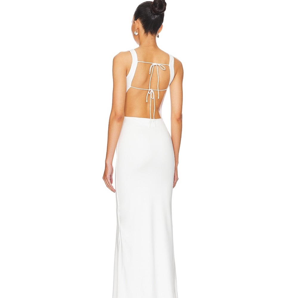 Superdown White Backless Maxi Dress with Tie Straps XS worn for one hour